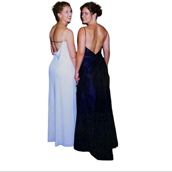 David Meister Vintage B&W Spaghetti Strap Gown Sz 4 - Picture 3 of 12